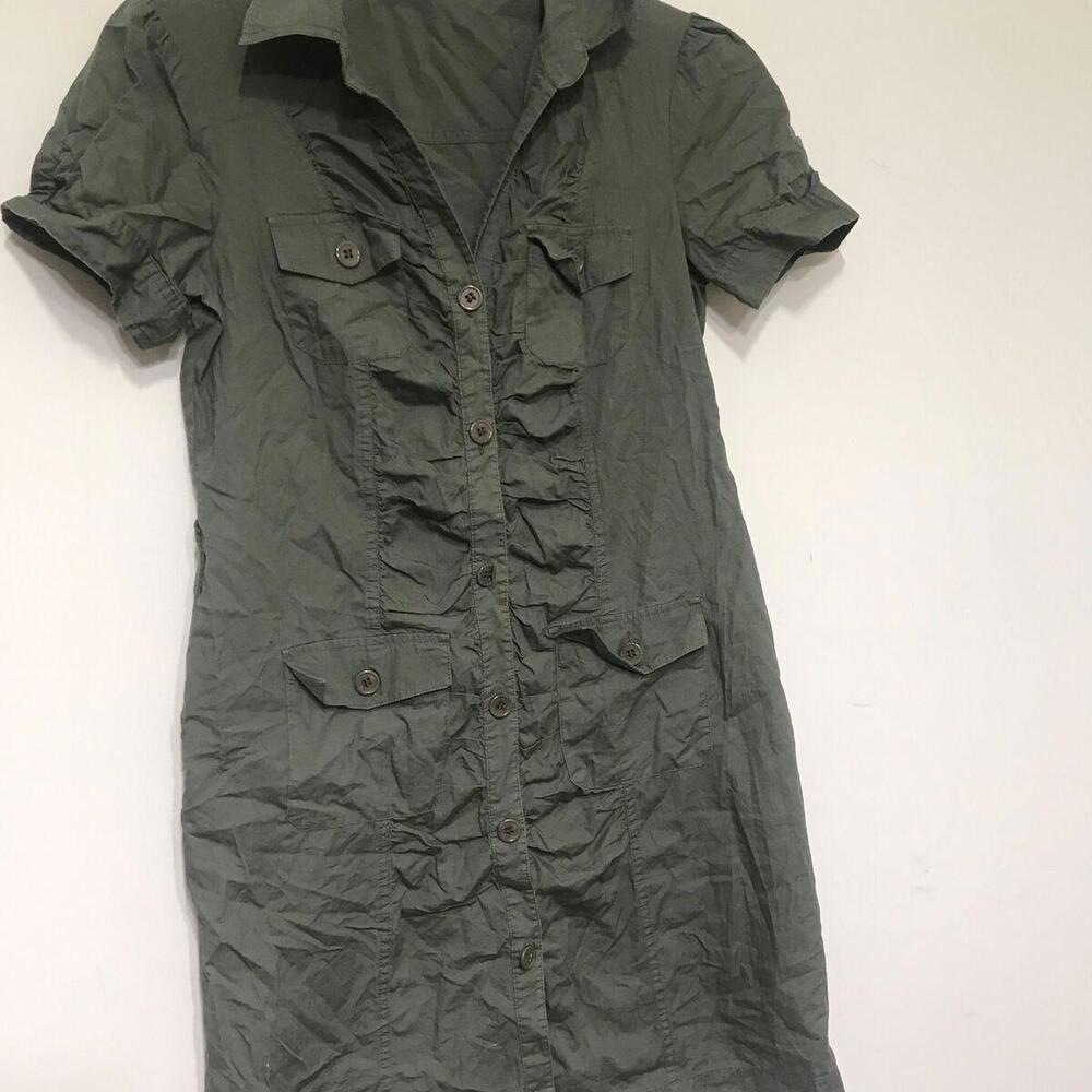 NY Collection Dress Women’s Size M Green Olive Short Sleeve